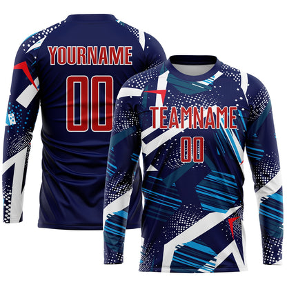Custom Navy Red-White Sublimation Soccer Uniform Jersey - Sky-Custom