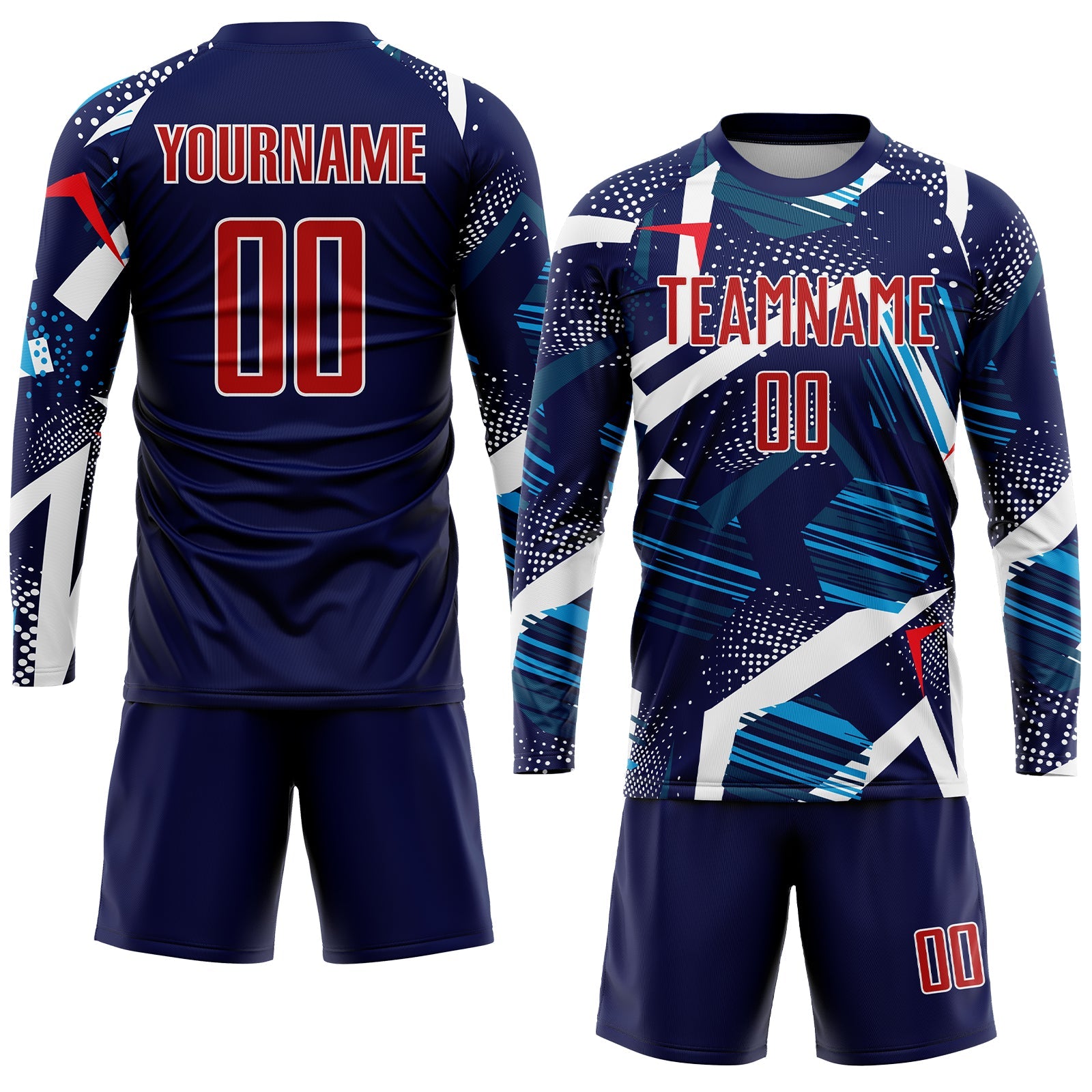 Custom Navy Red-White Sublimation Soccer Uniform Jersey - Sky-Custom