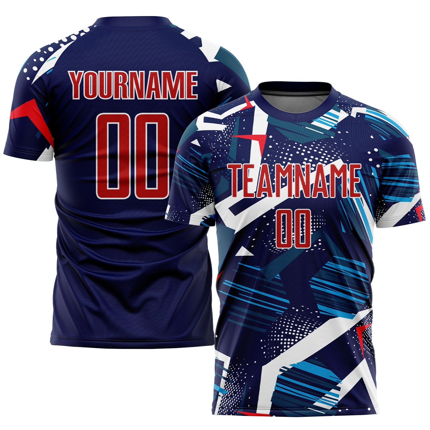 Custom Navy Red-White Sublimation Soccer Uniform Jersey - Sky-Custom