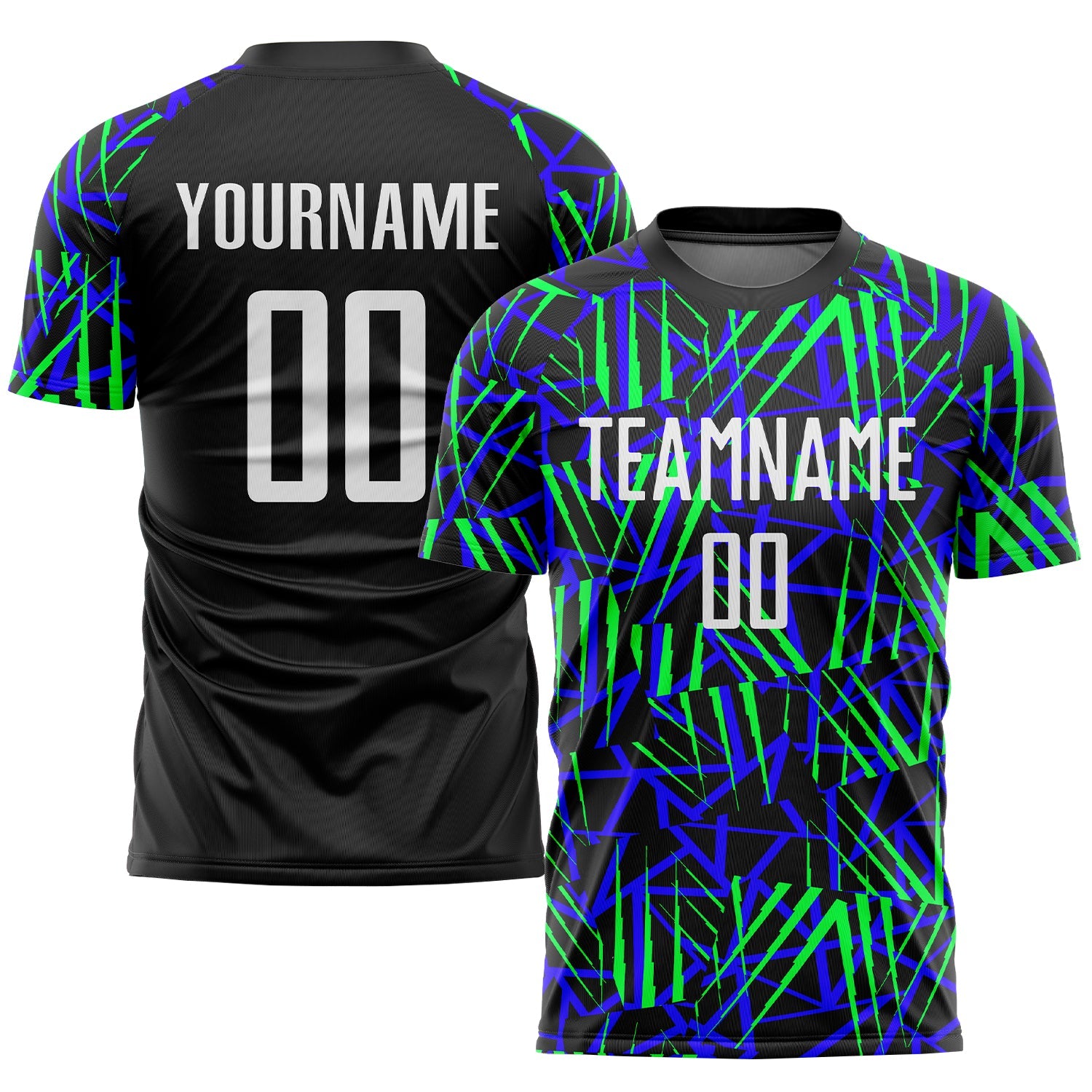 Custom Black White-Neon Green Sublimation Soccer Uniform Jersey - Sky-Custom