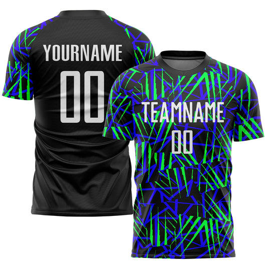 Custom Black White-Neon Green Sublimation Soccer Uniform Jersey - Sky-Custom