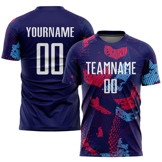 Custom Navy White-Light Blue Sublimation Soccer Uniform Jersey - Sky-Custom