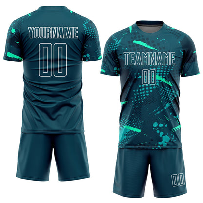 Custom Green Green-Teal Sublimation Soccer Uniform Jersey - Sky-Custom