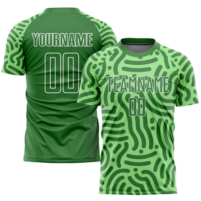 Custom Neon Green Kelly Green-White Sublimation Soccer Uniform Jersey - Sky-Custom