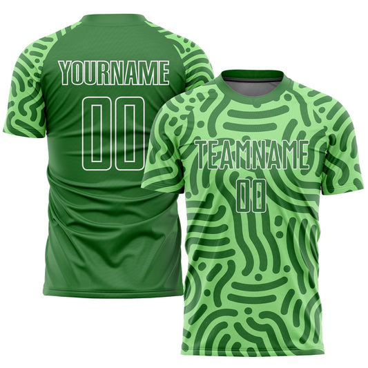 Custom Neon Green Kelly Green-White Sublimation Soccer Uniform Jersey - Sky-Custom