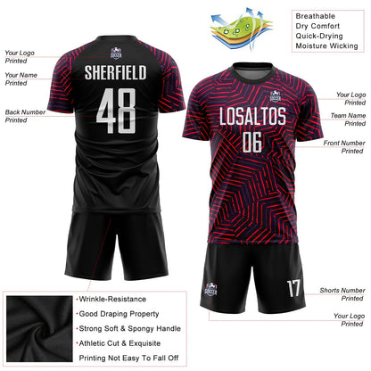 Custom Black White-Red Sublimation Soccer Uniform Jersey - Sky-Custom