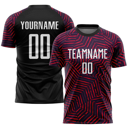 Custom Black White-Red Sublimation Soccer Uniform Jersey - Sky-Custom