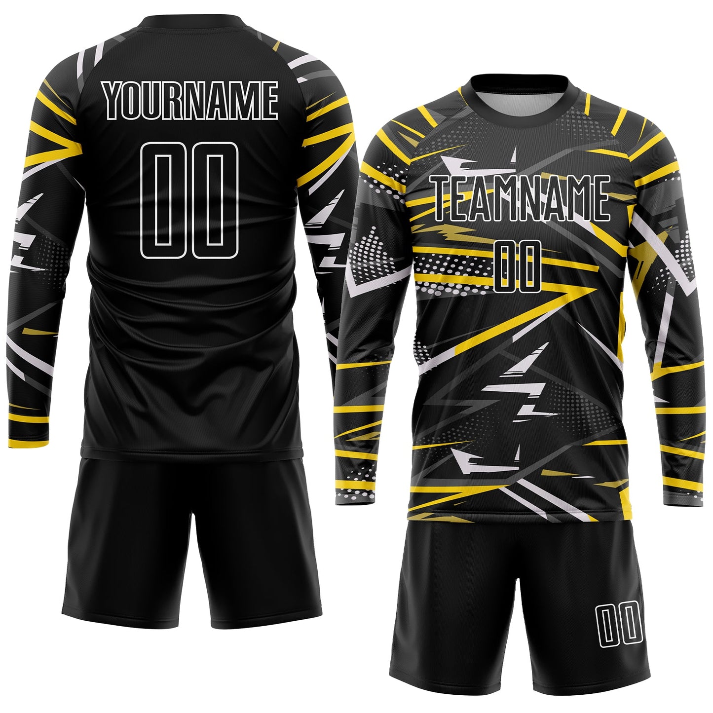 Custom Black Black-Gold Sublimation Soccer Uniform Jersey - Sky-Custom