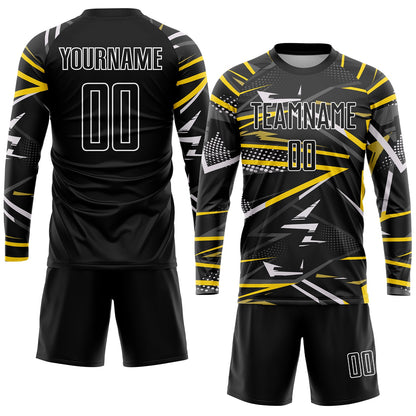 Custom Black Black-Gold Sublimation Soccer Uniform Jersey - Sky-Custom