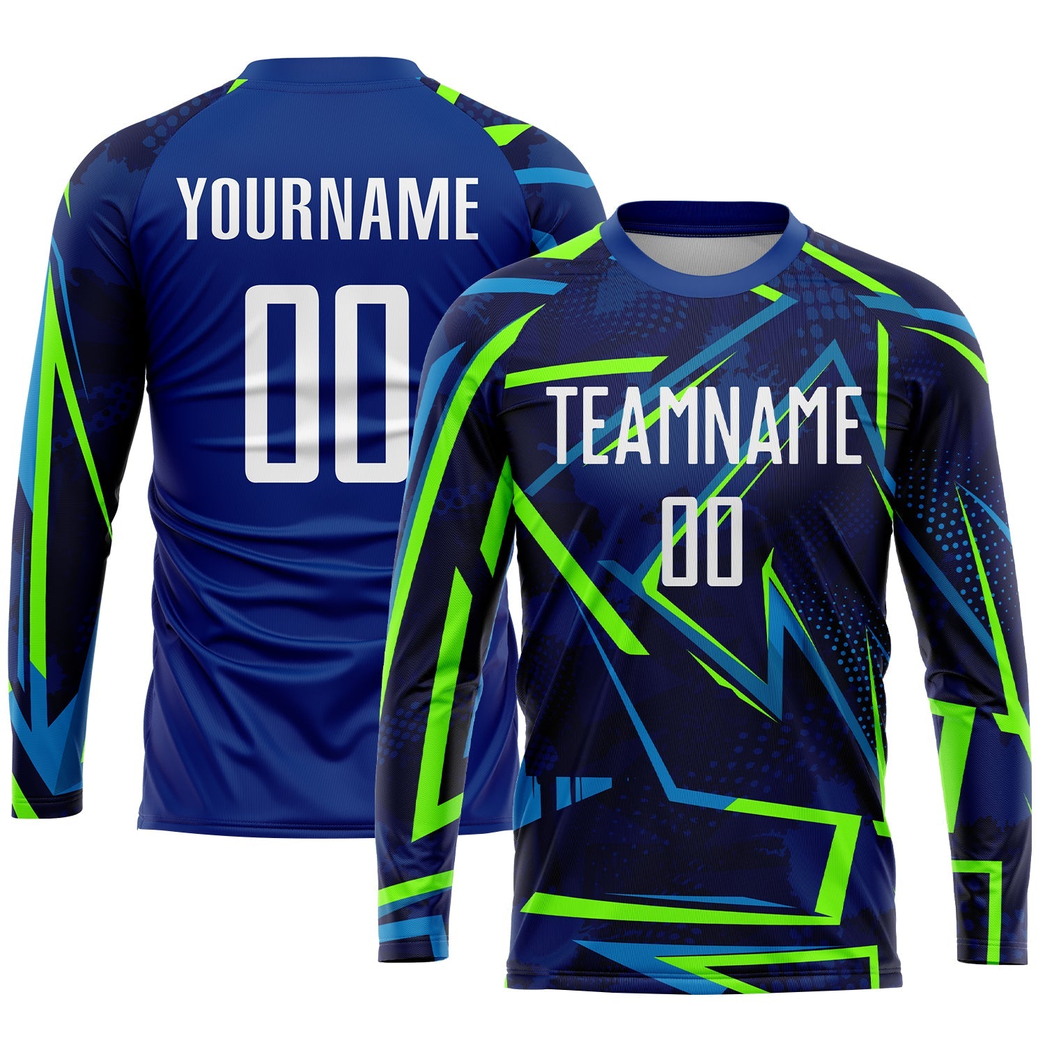Custom Royal White-Neon Green Sublimation Soccer Uniform Jersey - Sky-Custom
