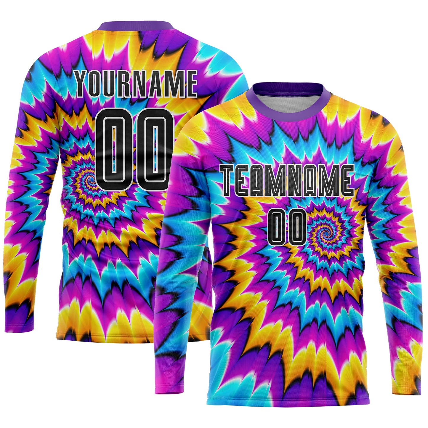 Custom Tie Dye Black-White Sublimation Soccer Uniform Jersey - Sky-Custom
