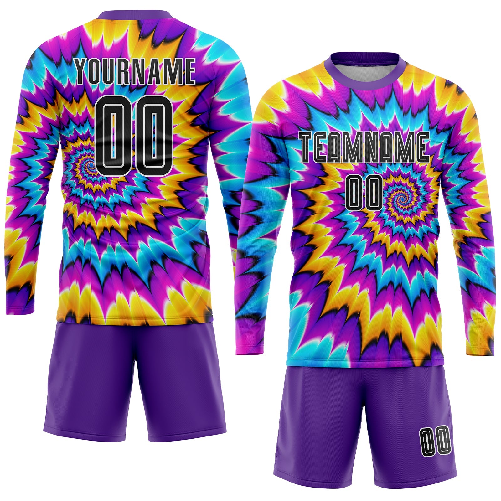 Custom Tie Dye Black-White Sublimation Soccer Uniform Jersey - Sky-Custom