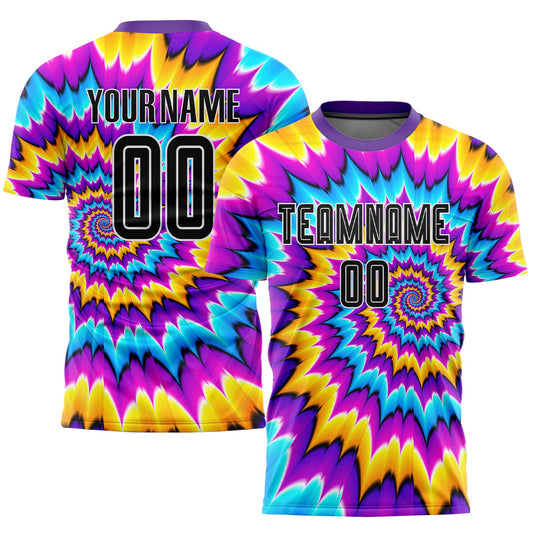Custom Tie Dye Black-White Sublimation Soccer Uniform Jersey - Sky-Custom