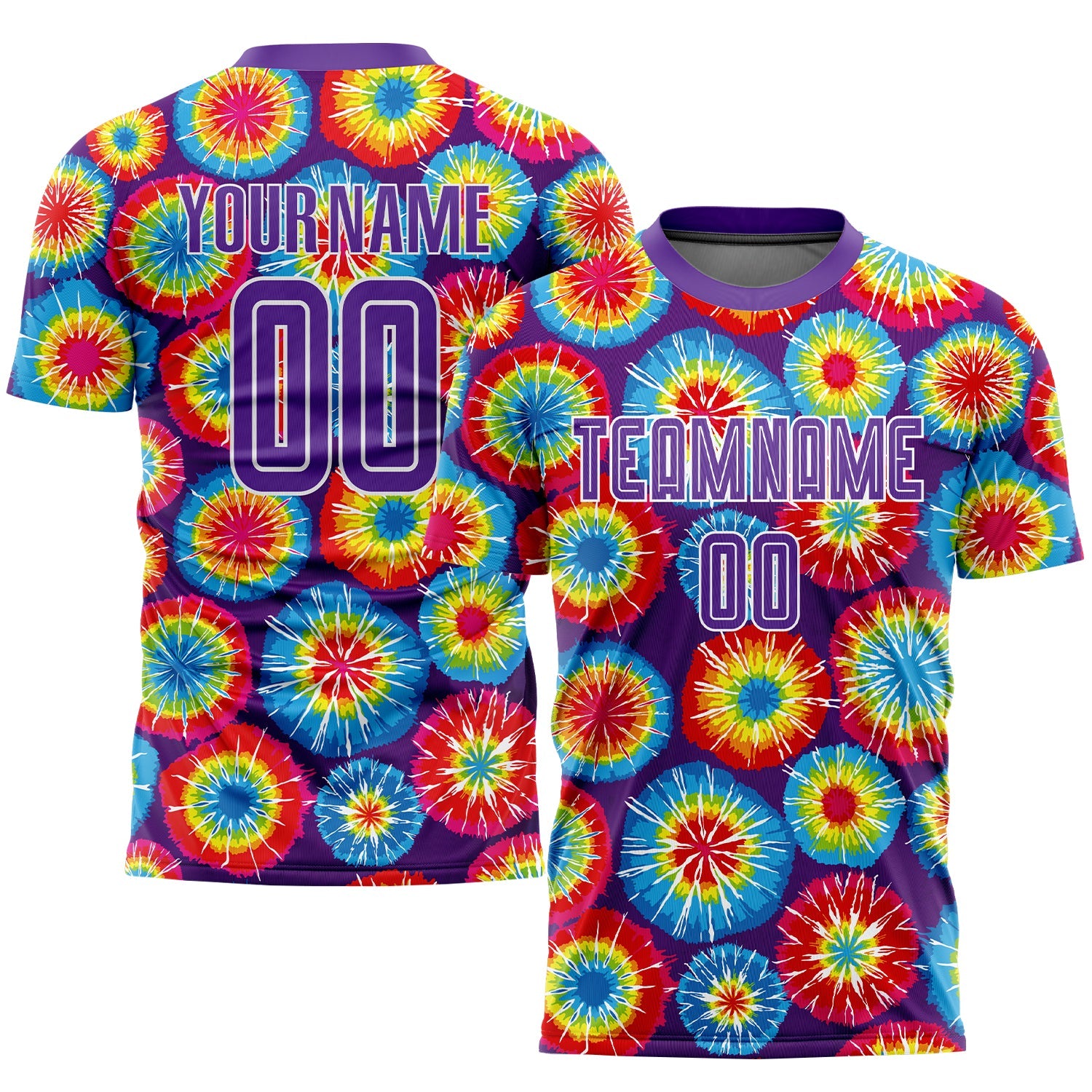 Custom Tie Dye Purple-White Sublimation Soccer Uniform Jersey - Sky-Custom