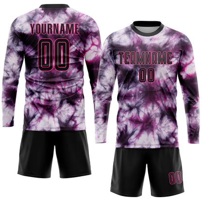 Custom Tie Dye Black-Pink Sublimation Soccer Uniform Jersey - Sky-Custom