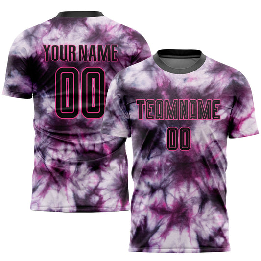 Custom Tie Dye Black-Pink Sublimation Soccer Uniform Jersey - Sky-Custom