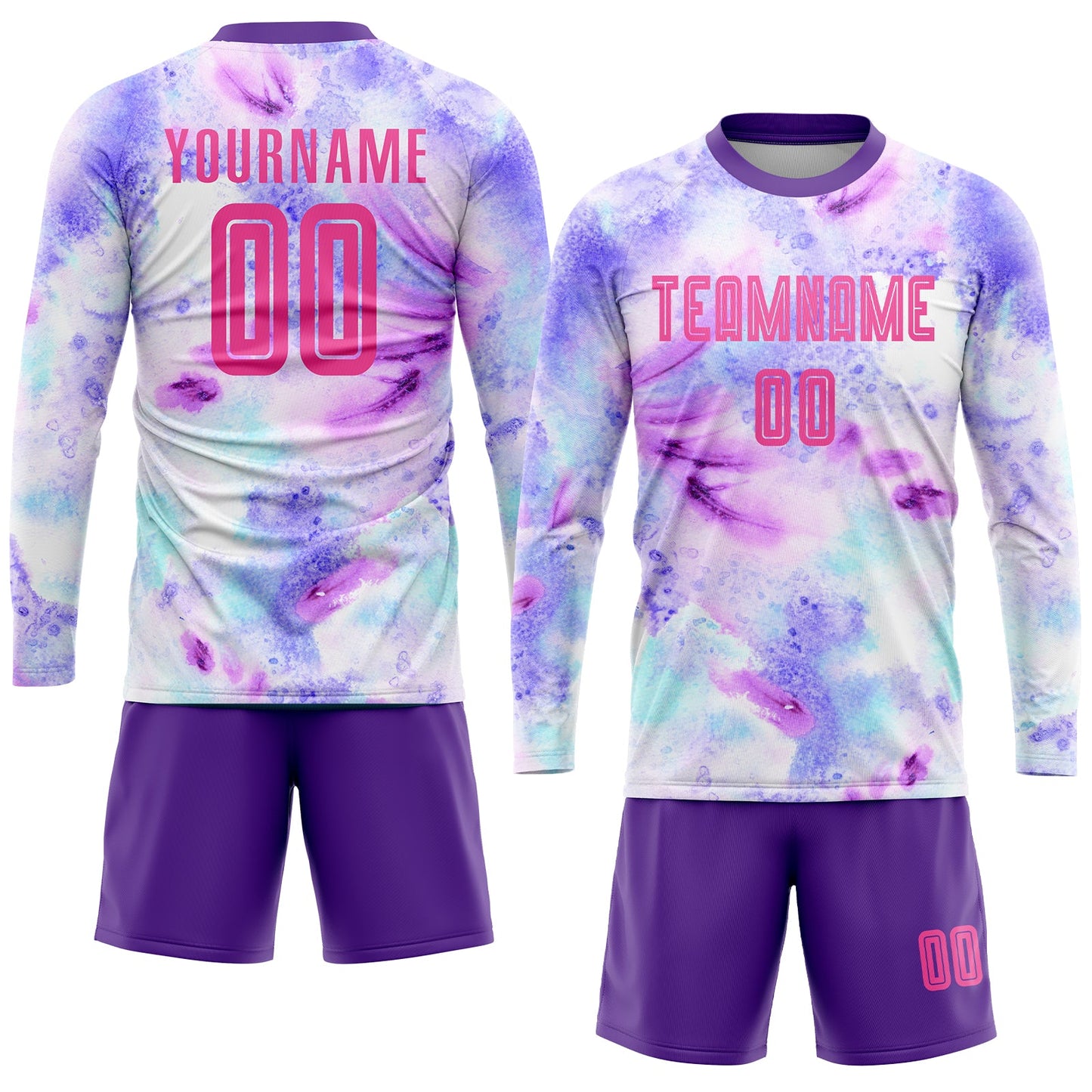 Custom Tie Dye Pink-Purple Sublimation Soccer Uniform Jersey - Sky-Custom