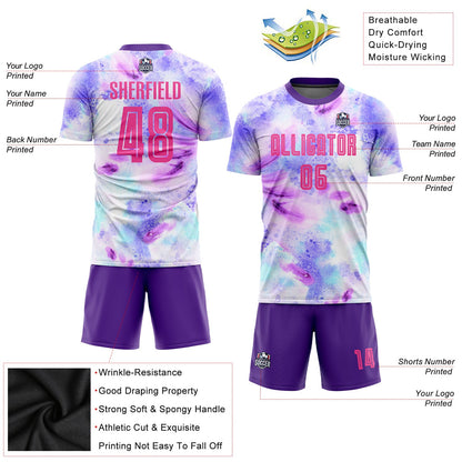 Custom Tie Dye Pink-Purple Sublimation Soccer Uniform Jersey - Sky-Custom