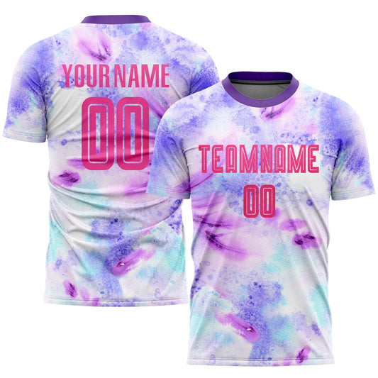Custom Tie Dye Pink-Purple Sublimation Soccer Uniform Jersey - Sky-Custom