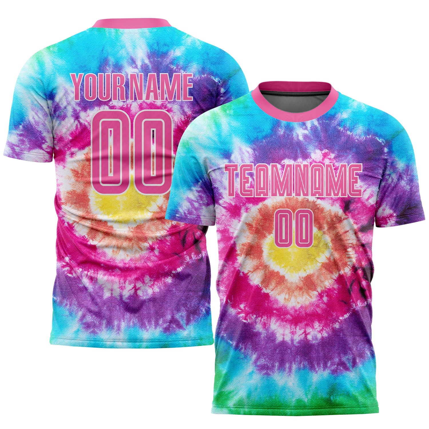 Custom Tie Dye Pink-White Sublimation Soccer Uniform Jersey - Sky-Custom