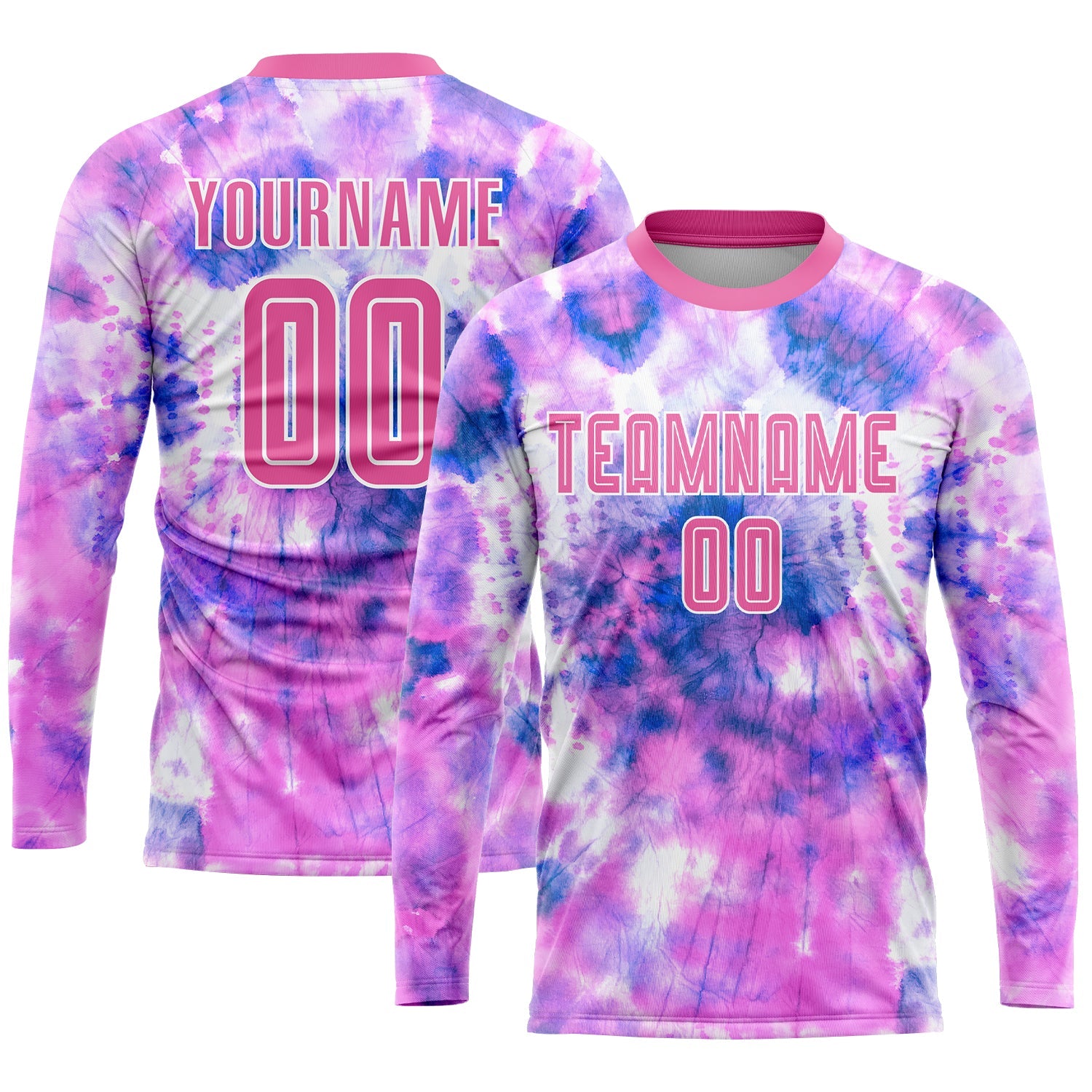 Custom Tie Dye Pink-White Sublimation Soccer Uniform Jersey - Sky-Custom