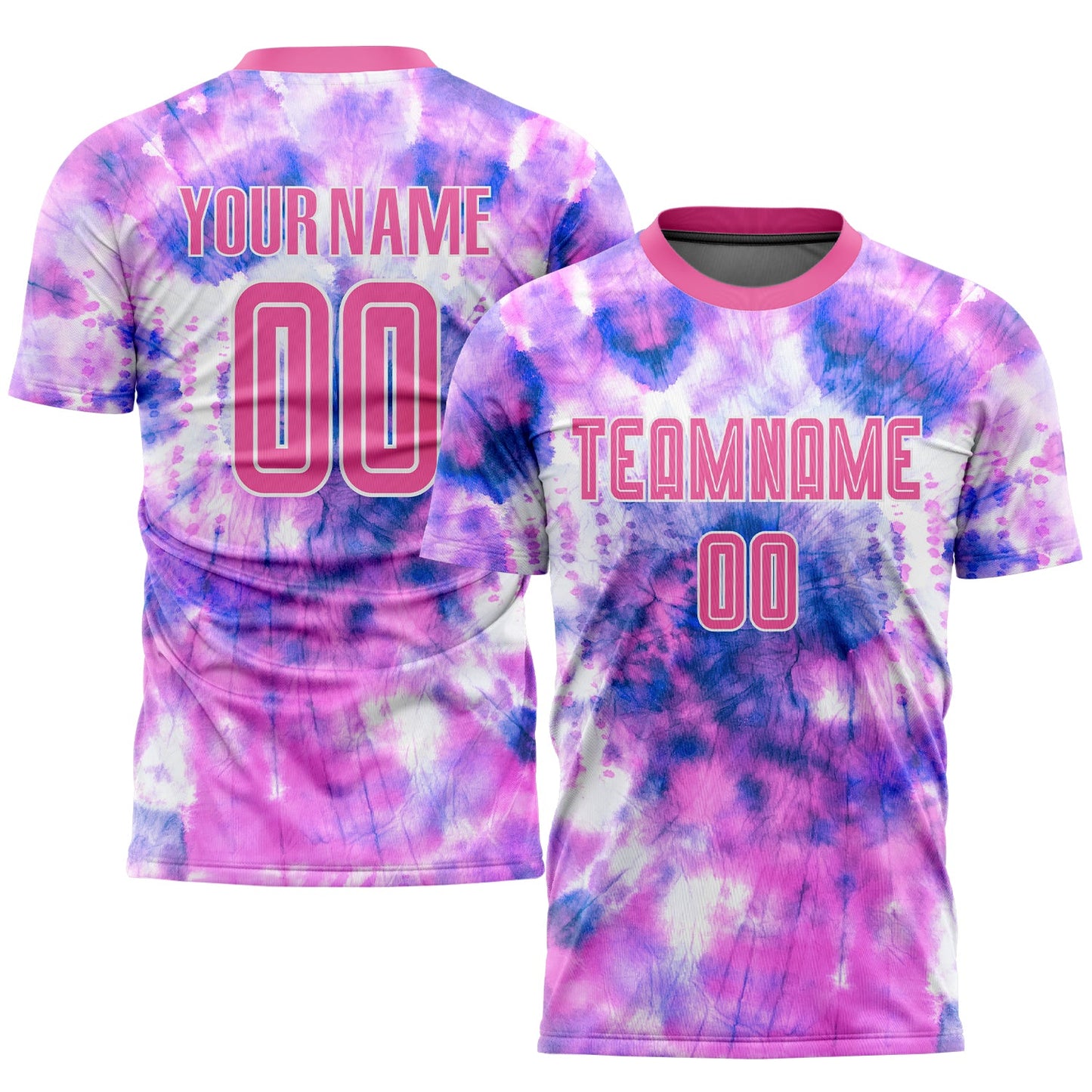 Custom Tie Dye Pink-White Sublimation Soccer Uniform Jersey - Sky-Custom