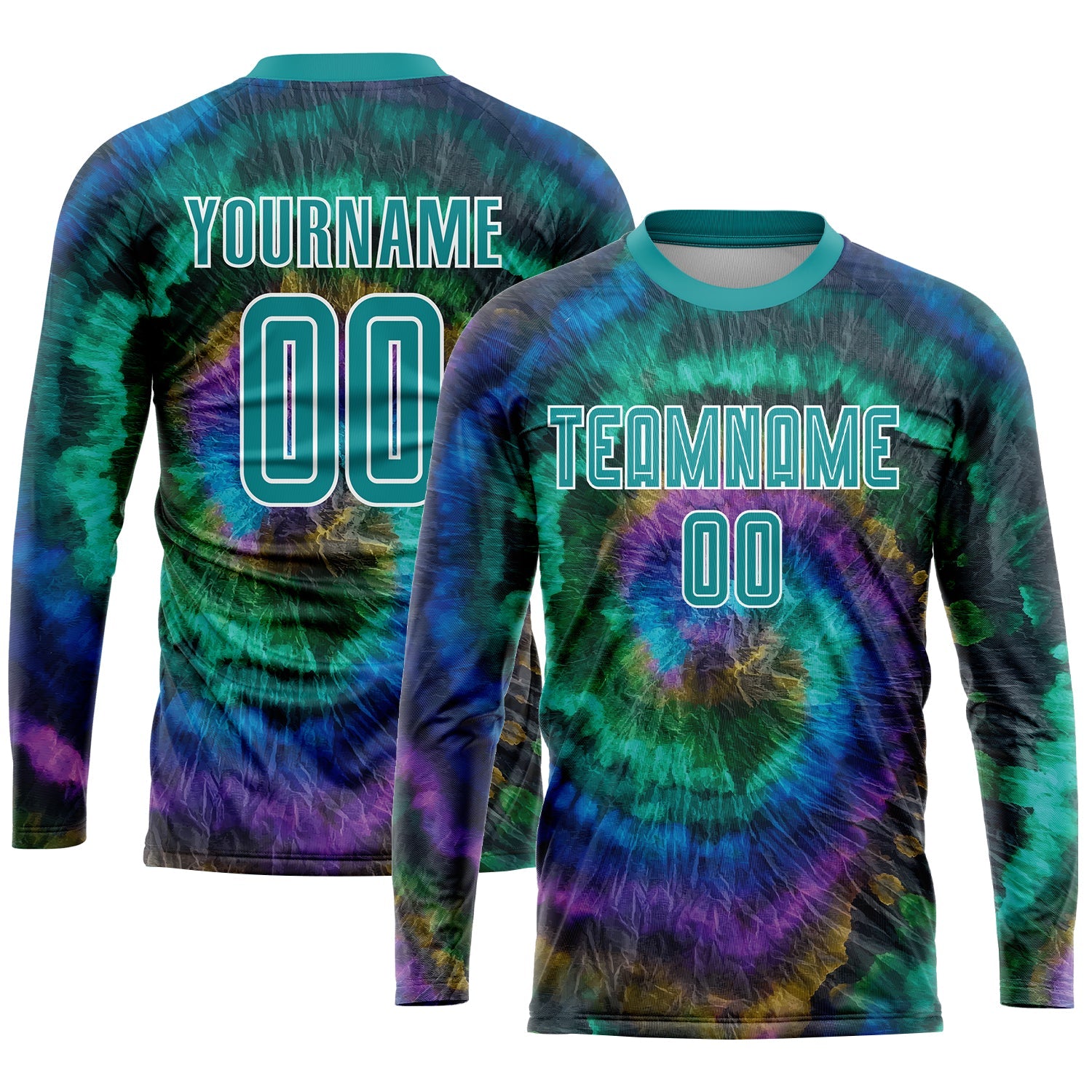 Custom Tie Dye Teal-White Sublimation Soccer Uniform Jersey - Sky-Custom