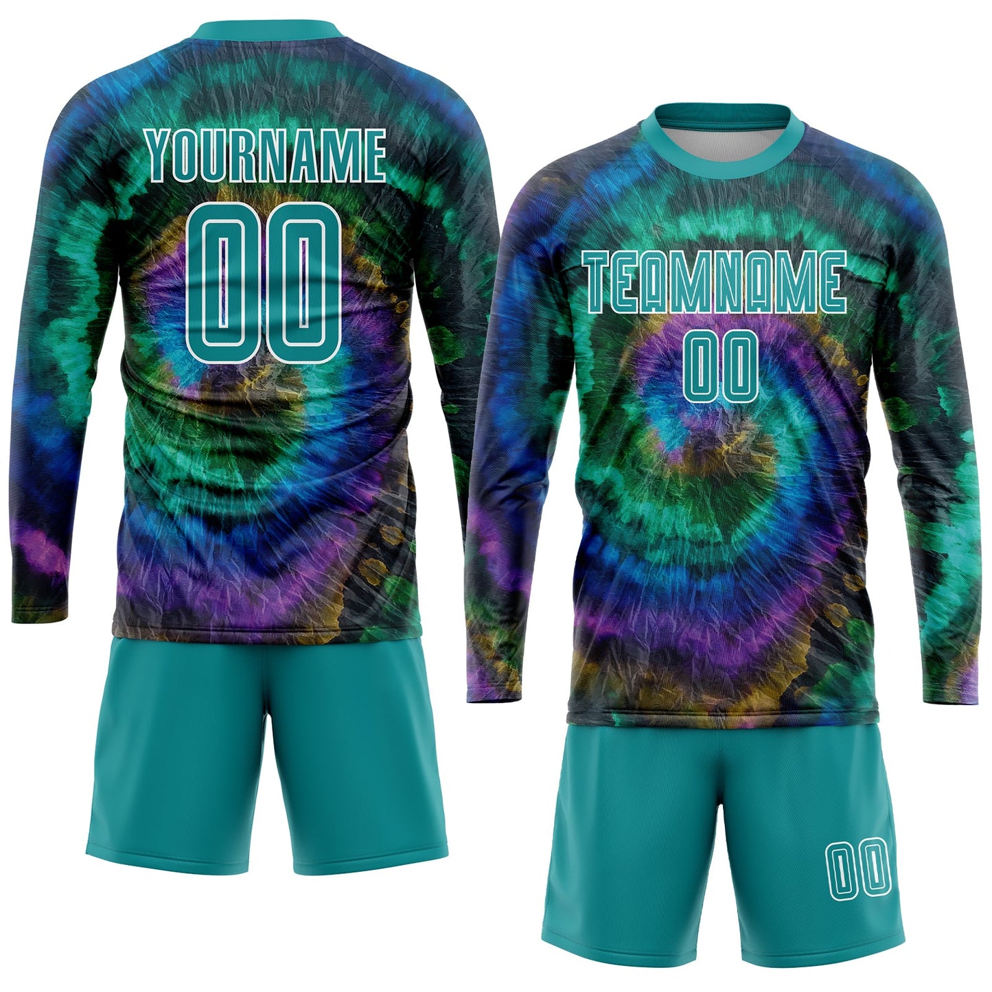 Custom Tie Dye Teal-White Sublimation Soccer Uniform Jersey - Sky-Custom
