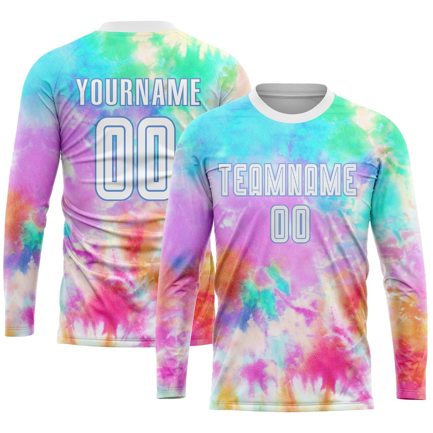 Custom Tie Dye White-Light Blue Sublimation Soccer Uniform Jersey - Sky-Custom