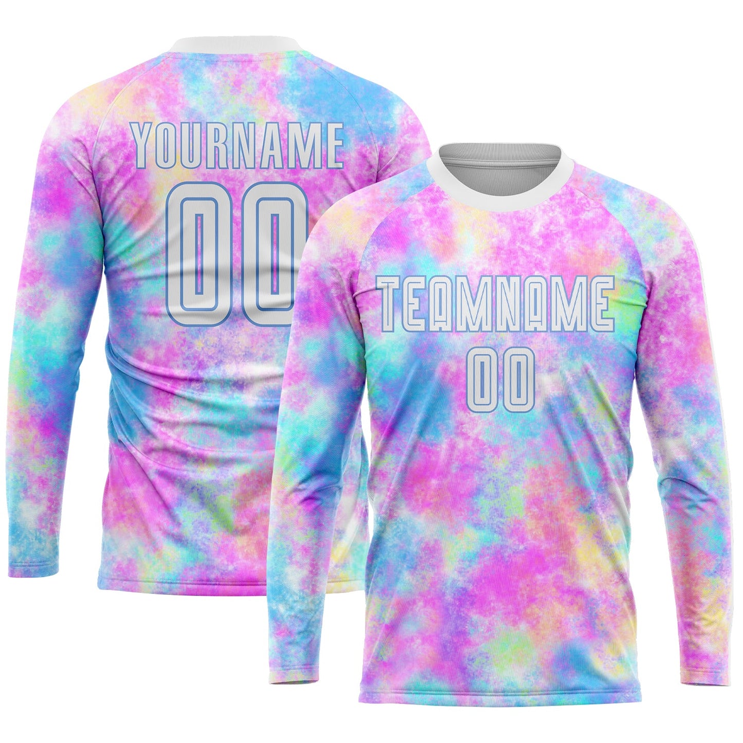 Custom Tie Dye White-Light Blue Sublimation Soccer Uniform Jersey - Sky-Custom