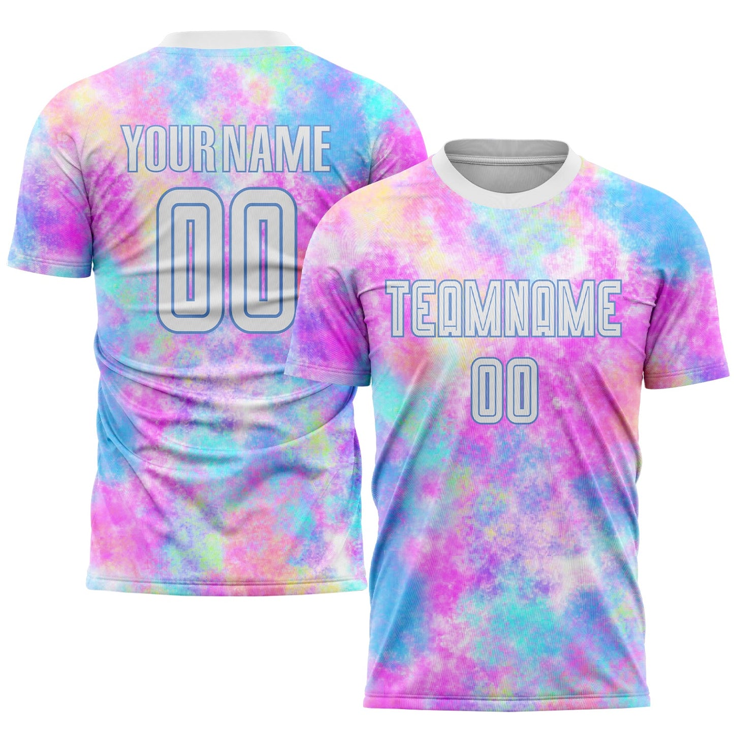 Custom Tie Dye White-Light Blue Sublimation Soccer Uniform Jersey - Sky-Custom