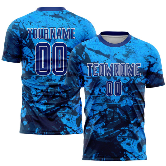 Custom Tie Dye Royal-White Sublimation Soccer Uniform Jersey - Sky-Custom