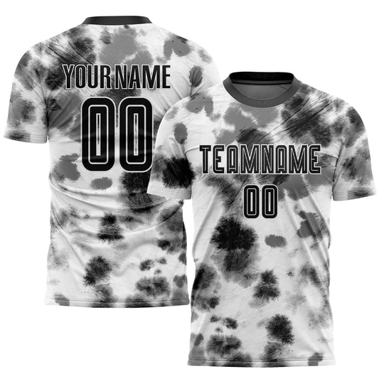 Custom Tie Dye Black-White Sublimation Soccer Uniform Jersey - Sky-Custom
