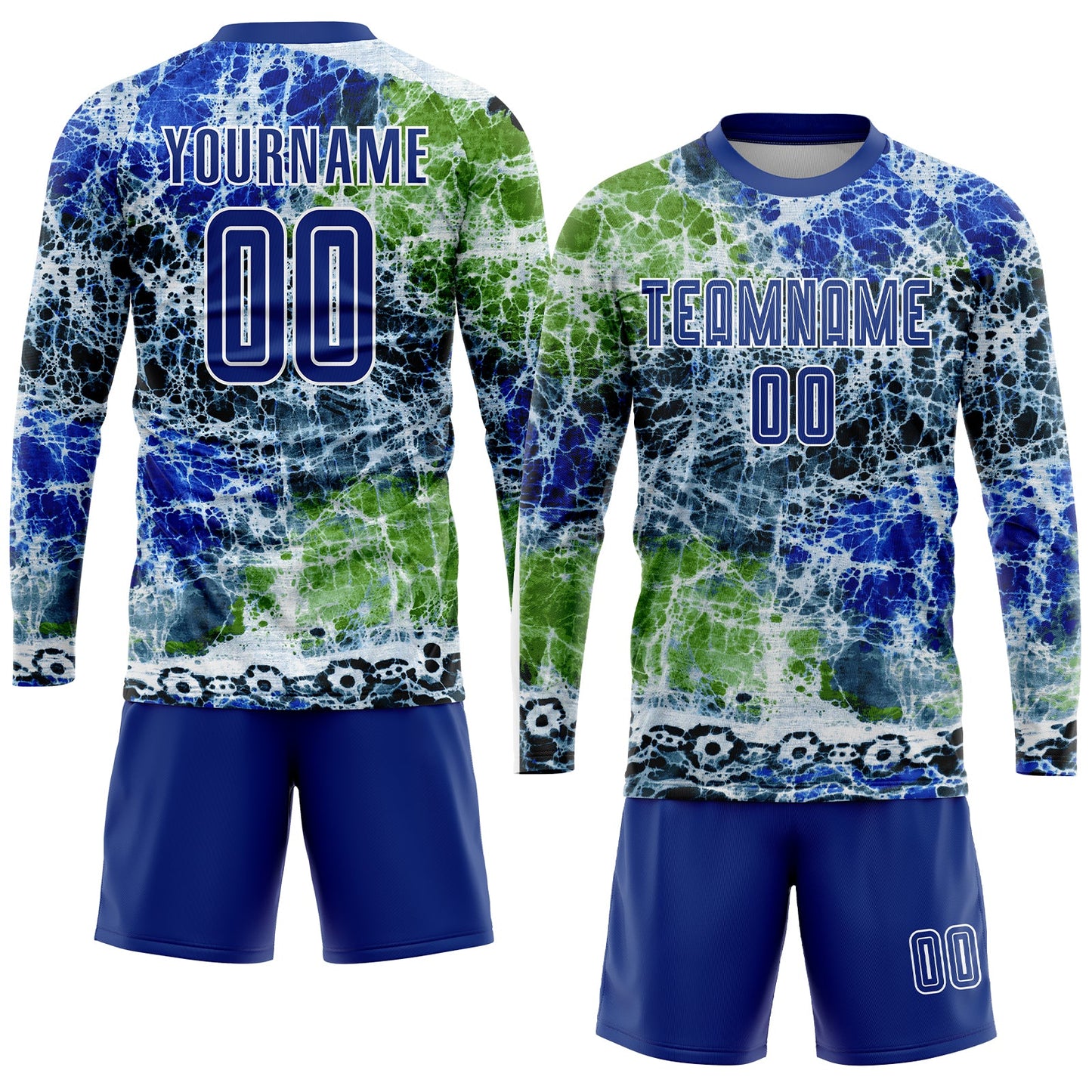 Custom Tie Dye Royal-White Sublimation Soccer Uniform Jersey - Sky-Custom