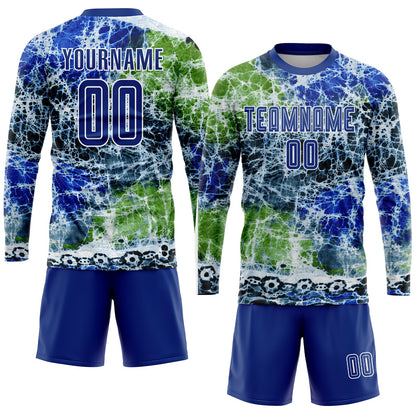 Custom Tie Dye Royal-White Sublimation Soccer Uniform Jersey - Sky-Custom