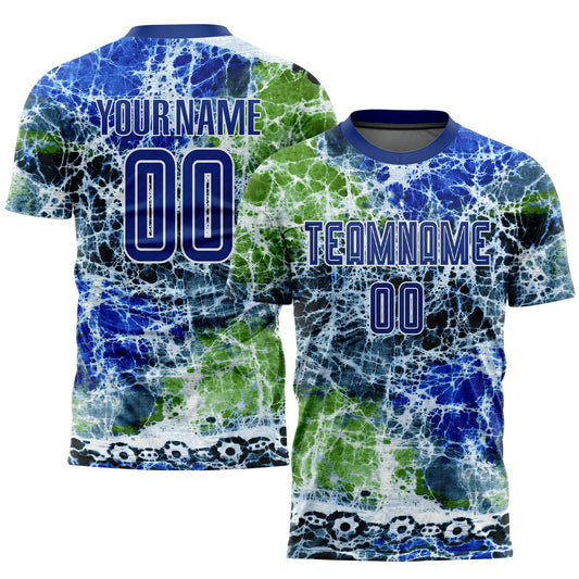 Custom Tie Dye Royal-White Sublimation Soccer Uniform Jersey - Sky-Custom