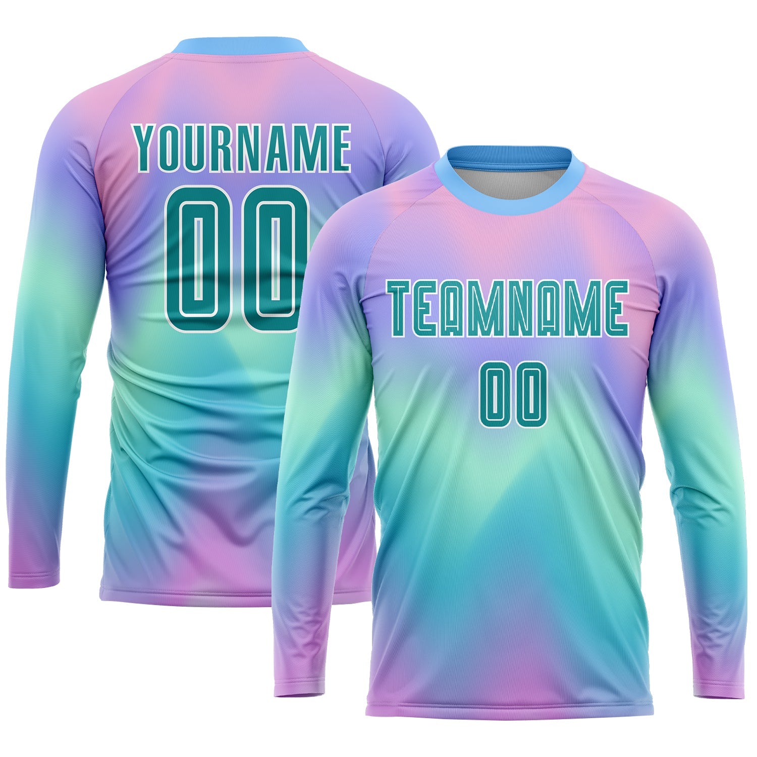 Custom Tie Dye Teal-White Sublimation Soccer Uniform Jersey - Sky-Custom