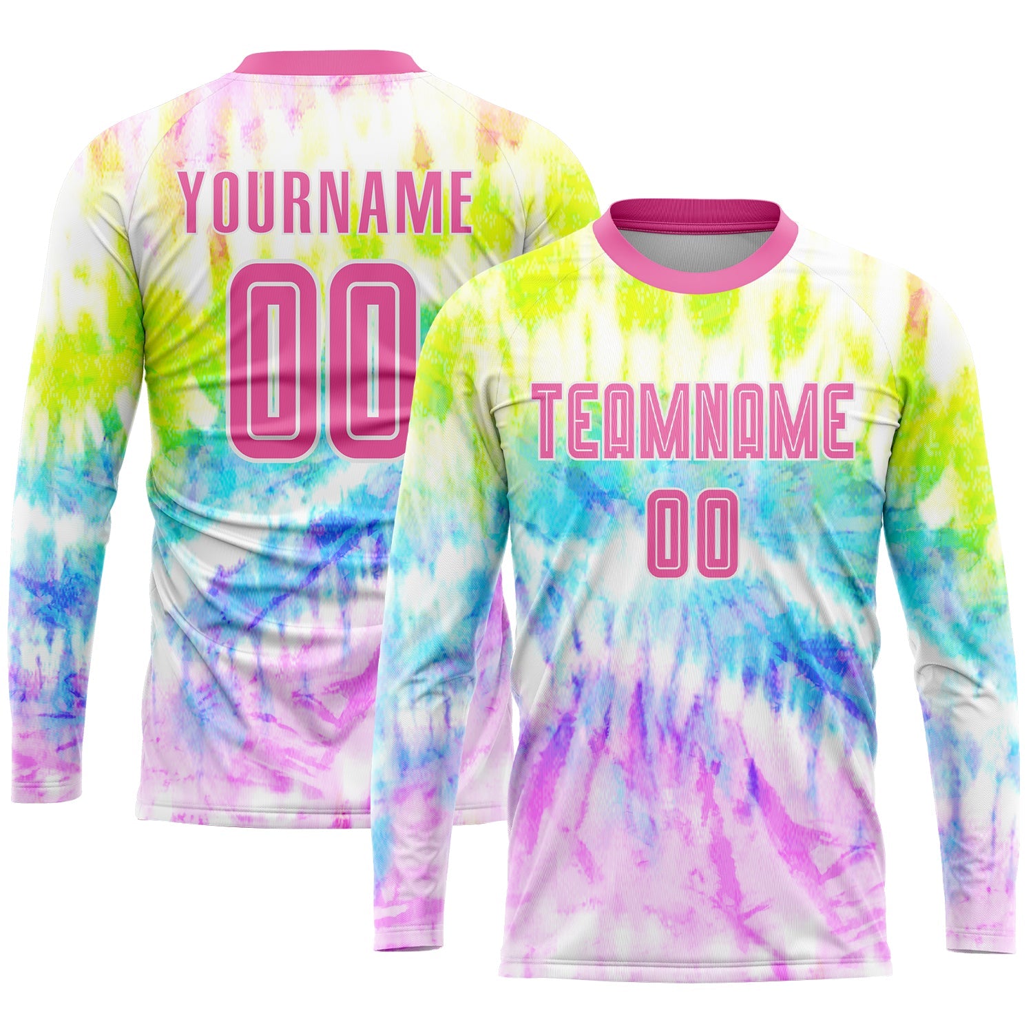 Custom Tie Dye Pink-White Sublimation Soccer Uniform Jersey - Sky-Custom