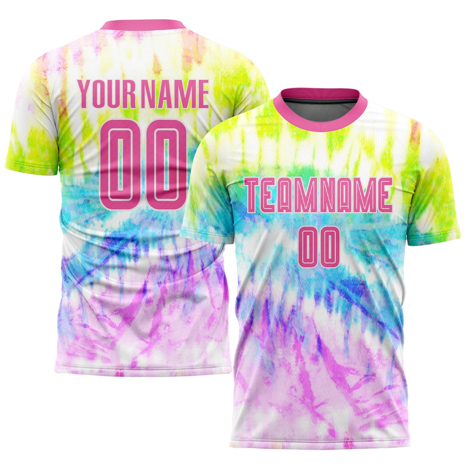Custom Tie Dye Pink-White Sublimation Soccer Uniform Jersey - Sky-Custom
