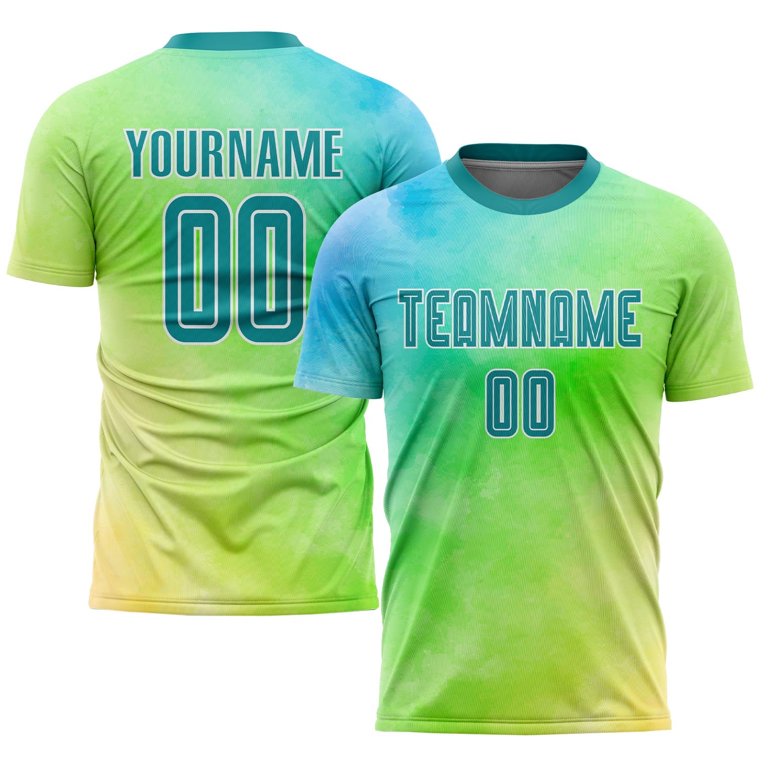 Custom Tie Dye Teal-White Sublimation Soccer Uniform Jersey - Sky-Custom