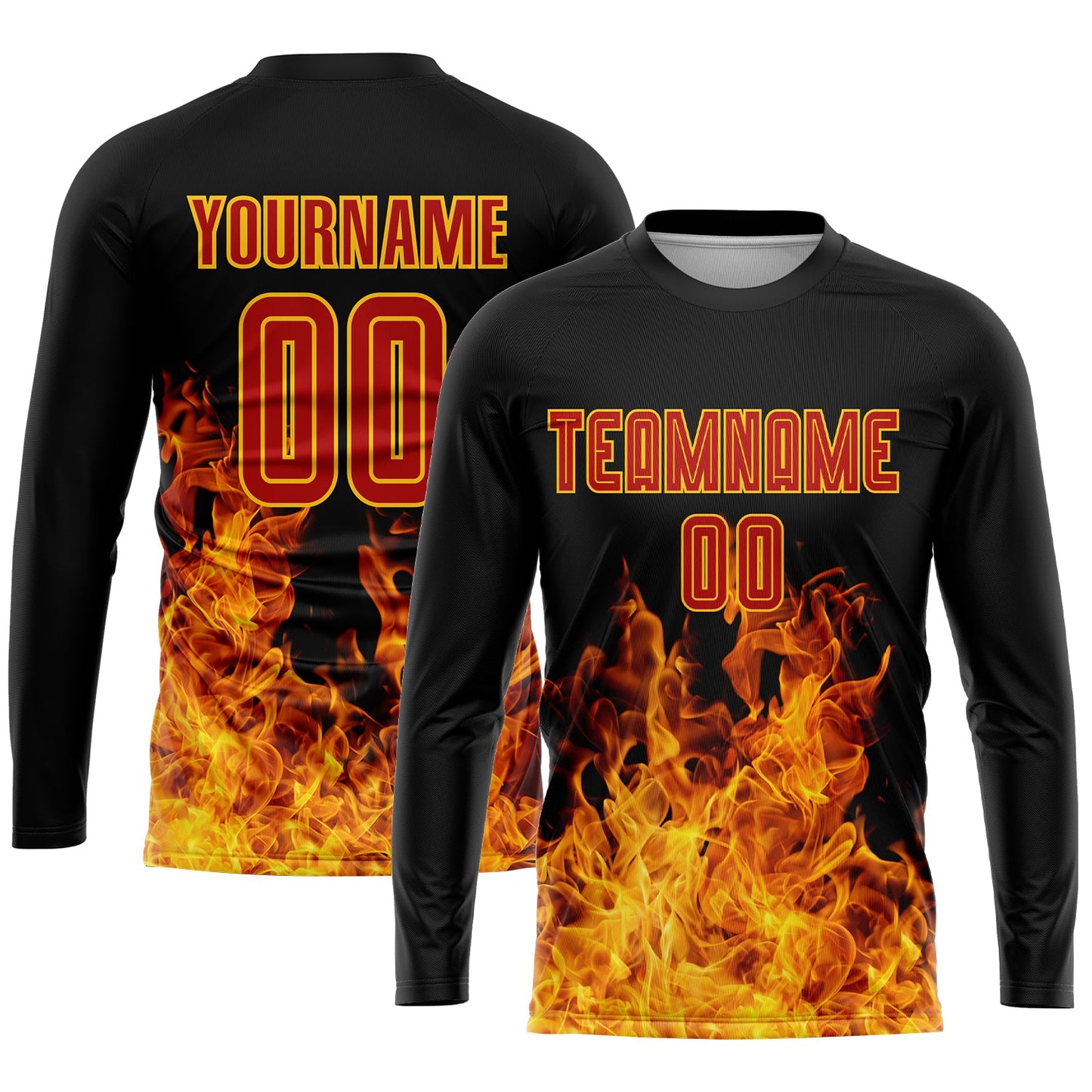 Custom Black Red-Gold Flame Sublimation Soccer Uniform Jersey - Sky-Custom