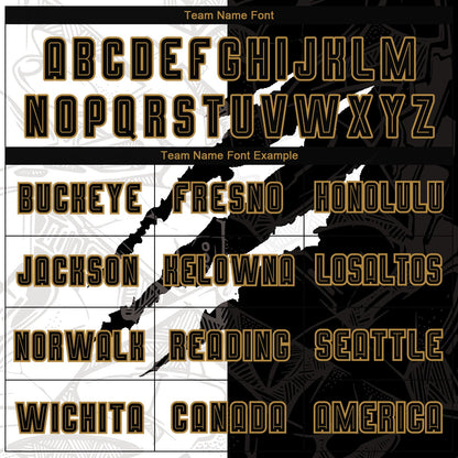 Custom Graffiti Pattern Black-Old Gold Scratch Sublimation Soccer Uniform Jersey - Sky-Custom