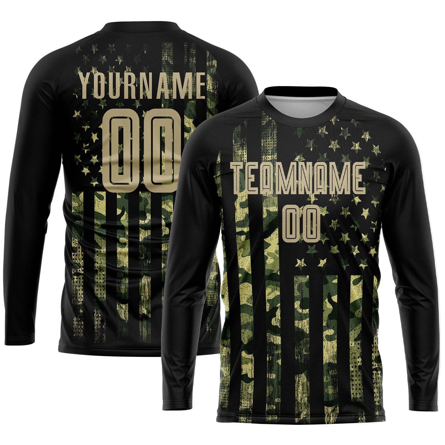 Custom Camo Vegas Gold-Black American Flag Fashion Sublimation Salute To Service Soccer Uniform Jersey - Sky-Custom