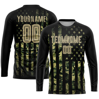 Custom Camo Vegas Gold-Black American Flag Fashion Sublimation Salute To Service Soccer Uniform Jersey - Sky-Custom