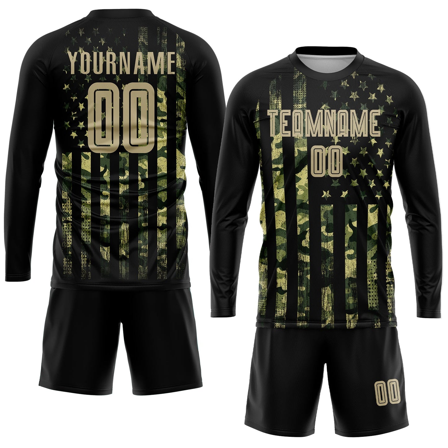 Custom Camo Vegas Gold-Black American Flag Fashion Sublimation Salute To Service Soccer Uniform Jersey - Sky-Custom