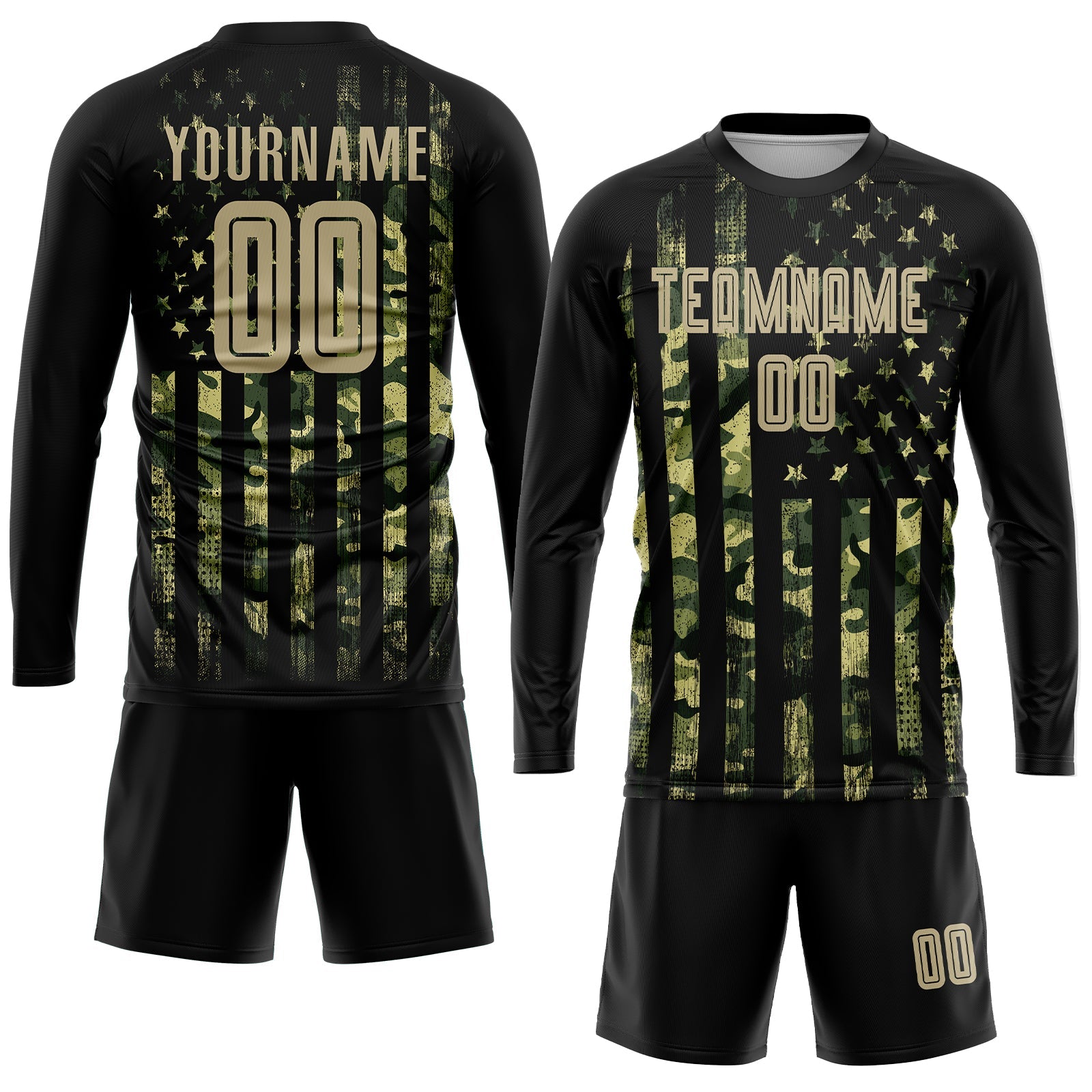 Custom Camo Vegas Gold-Black American Flag Fashion Sublimation Salute To Service Soccer Uniform Jersey - Sky-Custom