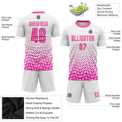 Custom White Pink Sublimation Soccer Uniform Jersey - Sky-Custom