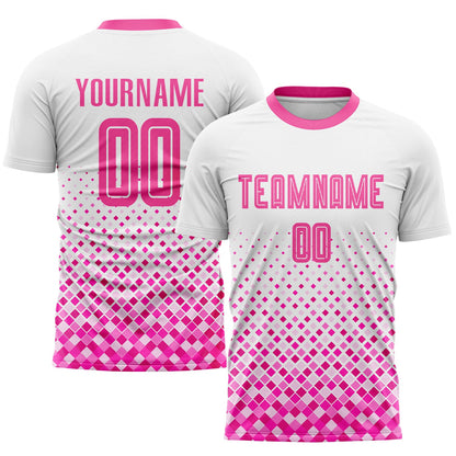 Custom White Pink Sublimation Soccer Uniform Jersey - Sky-Custom
