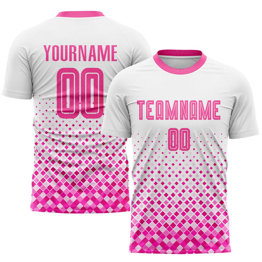 Custom White Pink Sublimation Soccer Uniform Jersey - Sky-Custom