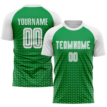 Custom Kelly Green White Sublimation Soccer Uniform Jersey - Sky-Custom